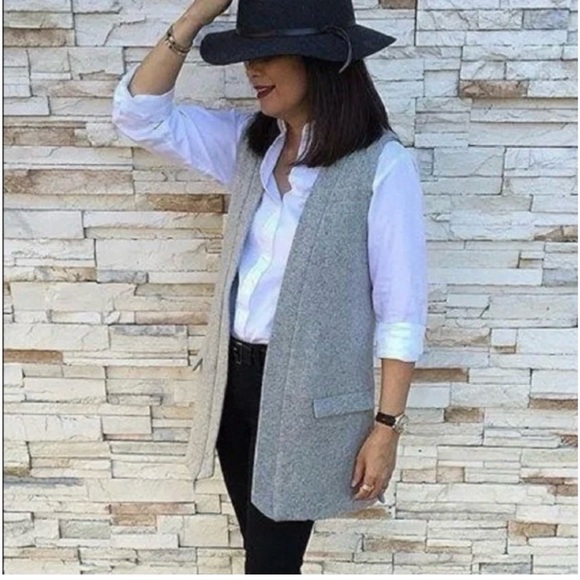 Anthropologie Elevenses Wool Vest Womens Small Gray Pockets Academia Layer Open - Picture 7 of 14